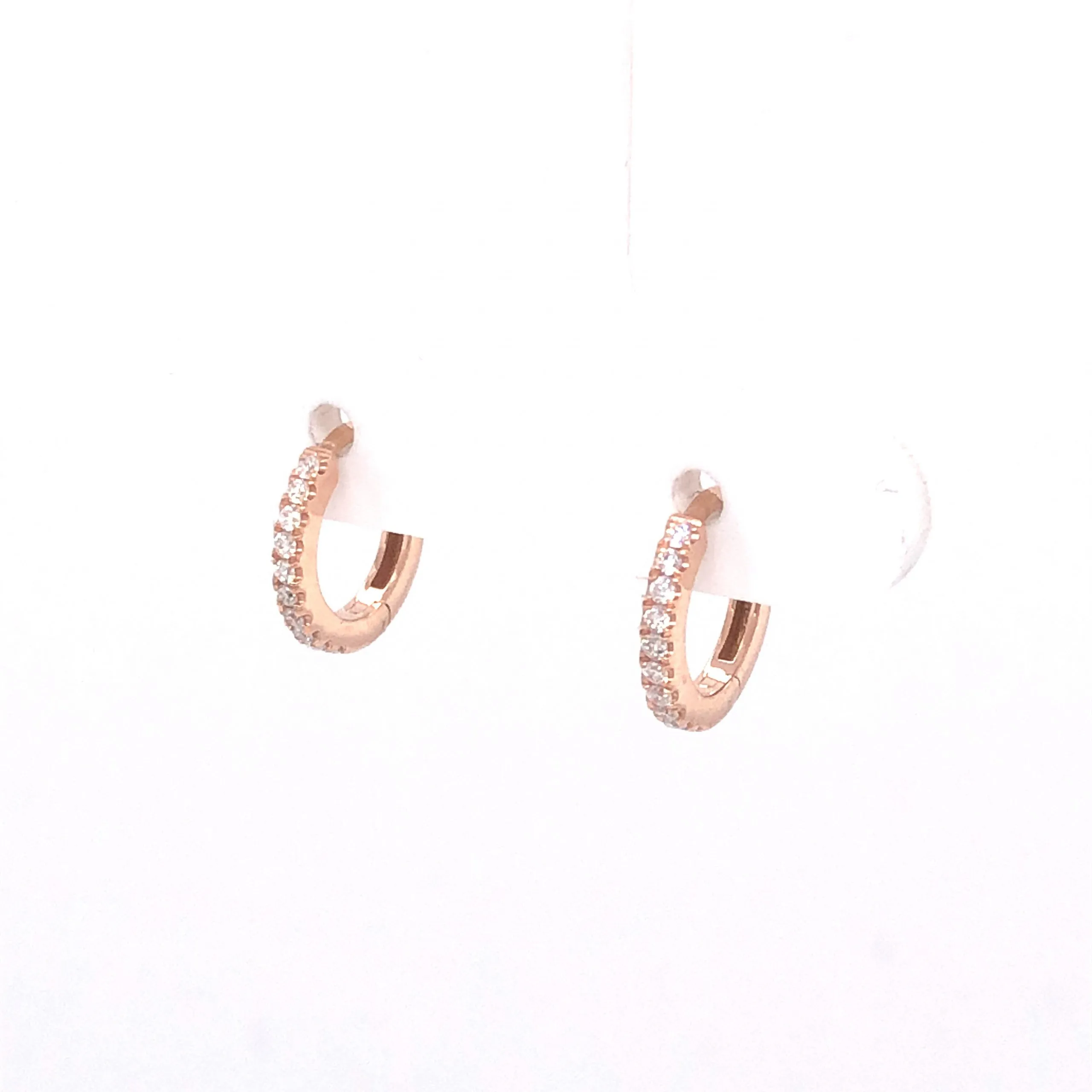 .10 Mini Diamond Hoop Earrings in 14k Rose Gold