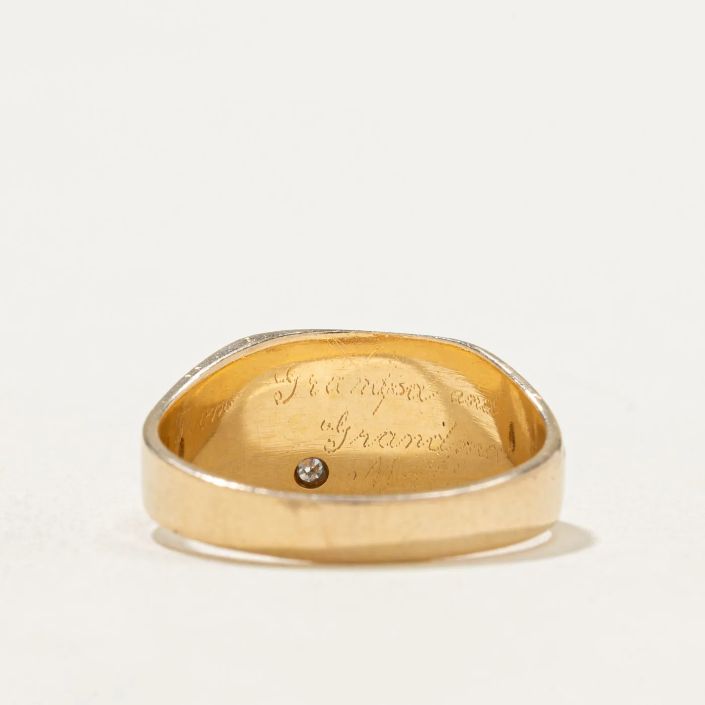 10K Corner Diamond Rectangle Signet Ring | 0.01ct | SZ 5