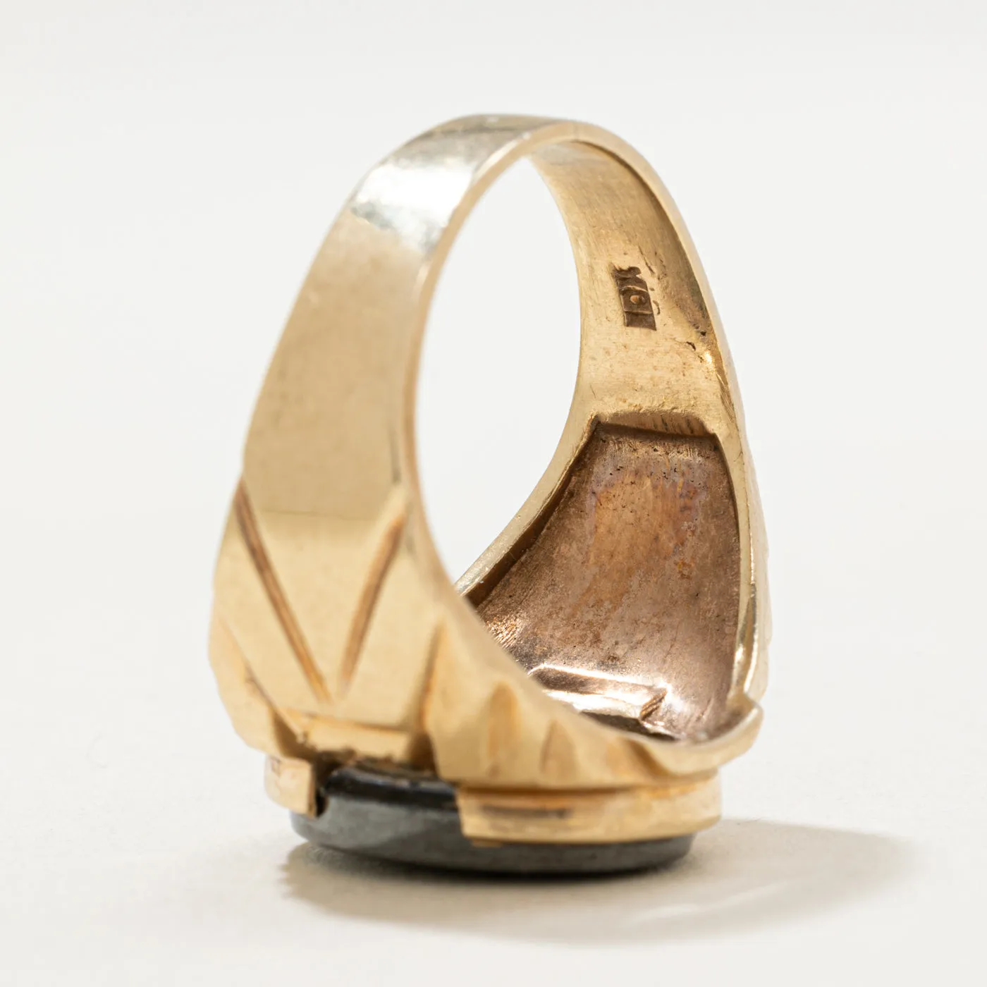 10K Intaglio Hematite Signet Ring | 5.00ct | SZ 8