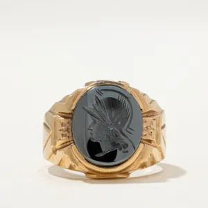 10K Intaglio Hematite Signet Ring | 5.00ct | SZ 8