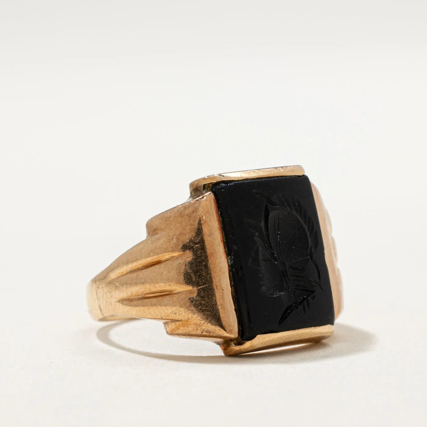 10K Intaglio Onyx Signet Ring | 2.00ct | SZ 9.25