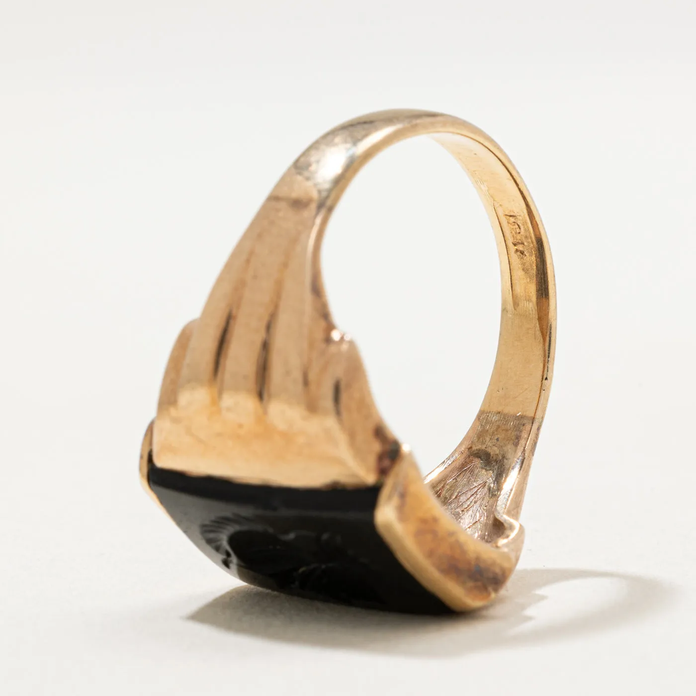 10K Intaglio Onyx Signet Ring | 2.00ct | SZ 9.25