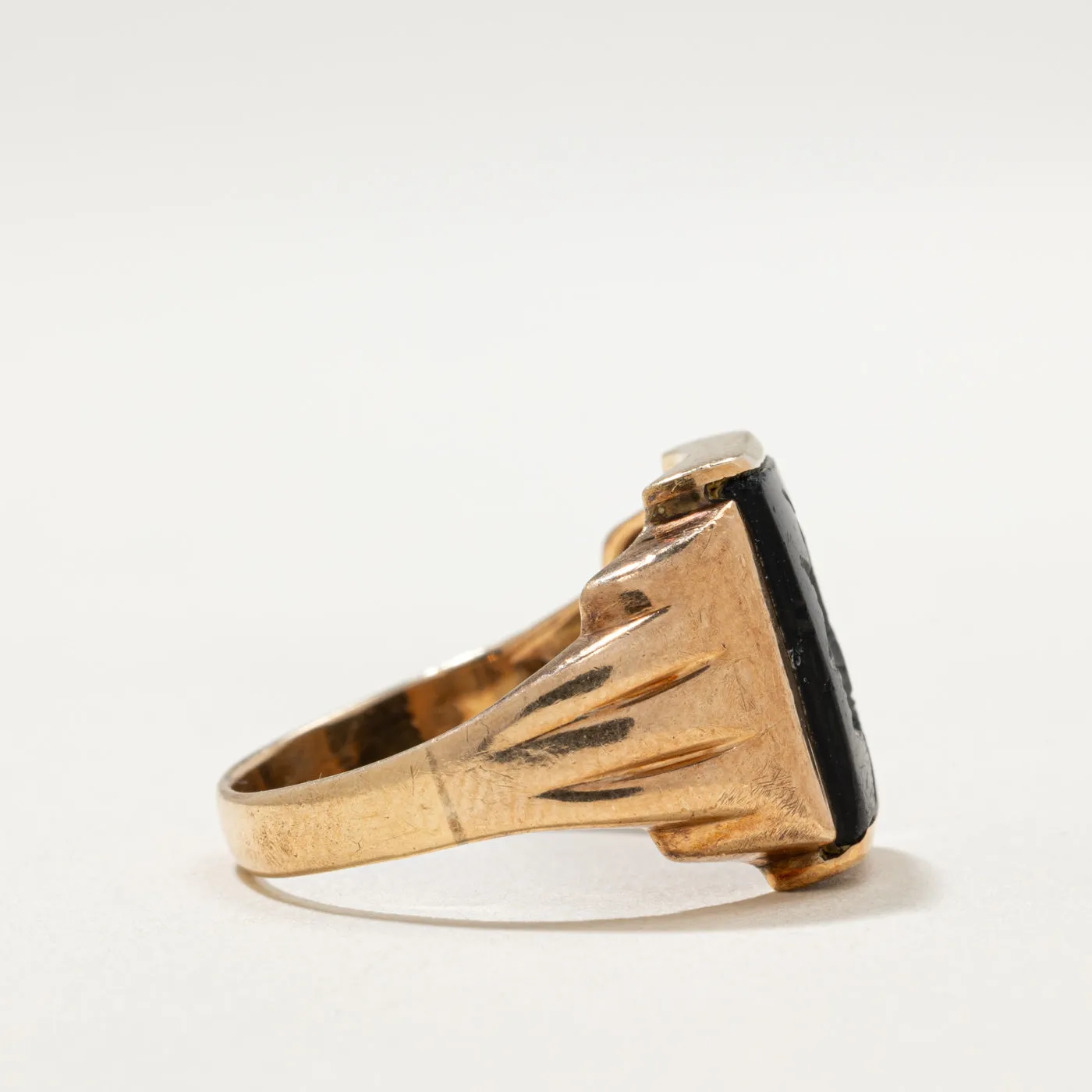 10K Intaglio Onyx Signet Ring | 2.00ct | SZ 9.25