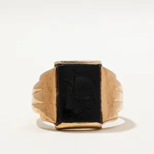 10K Intaglio Onyx Signet Ring | 2.00ct | SZ 9.25
