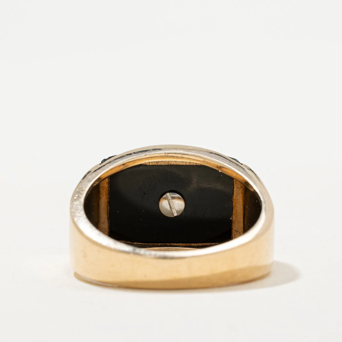 10K Onyx 'B' Initial Signet Ring | 3.00ct | SZ 9.25