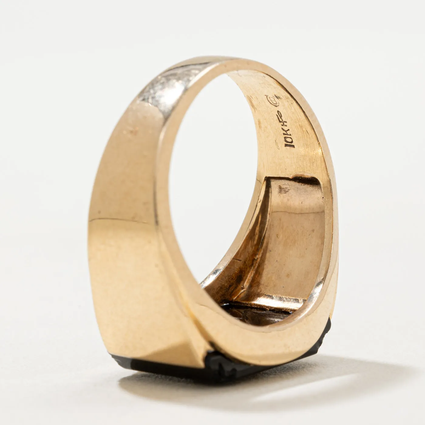 10K Onyx 'B' Initial Signet Ring | 3.00ct | SZ 9.25