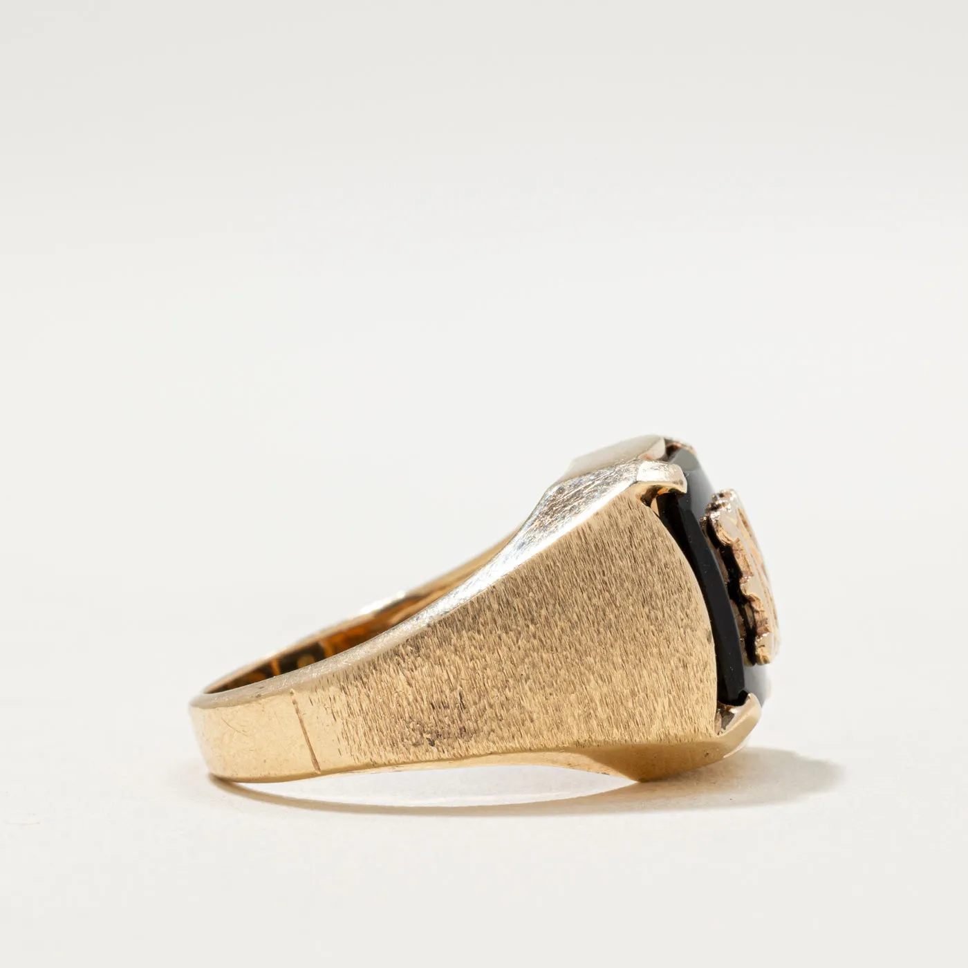 10K Onyx 'M' Initial Signet Ring | 1.90ct | SZ 8