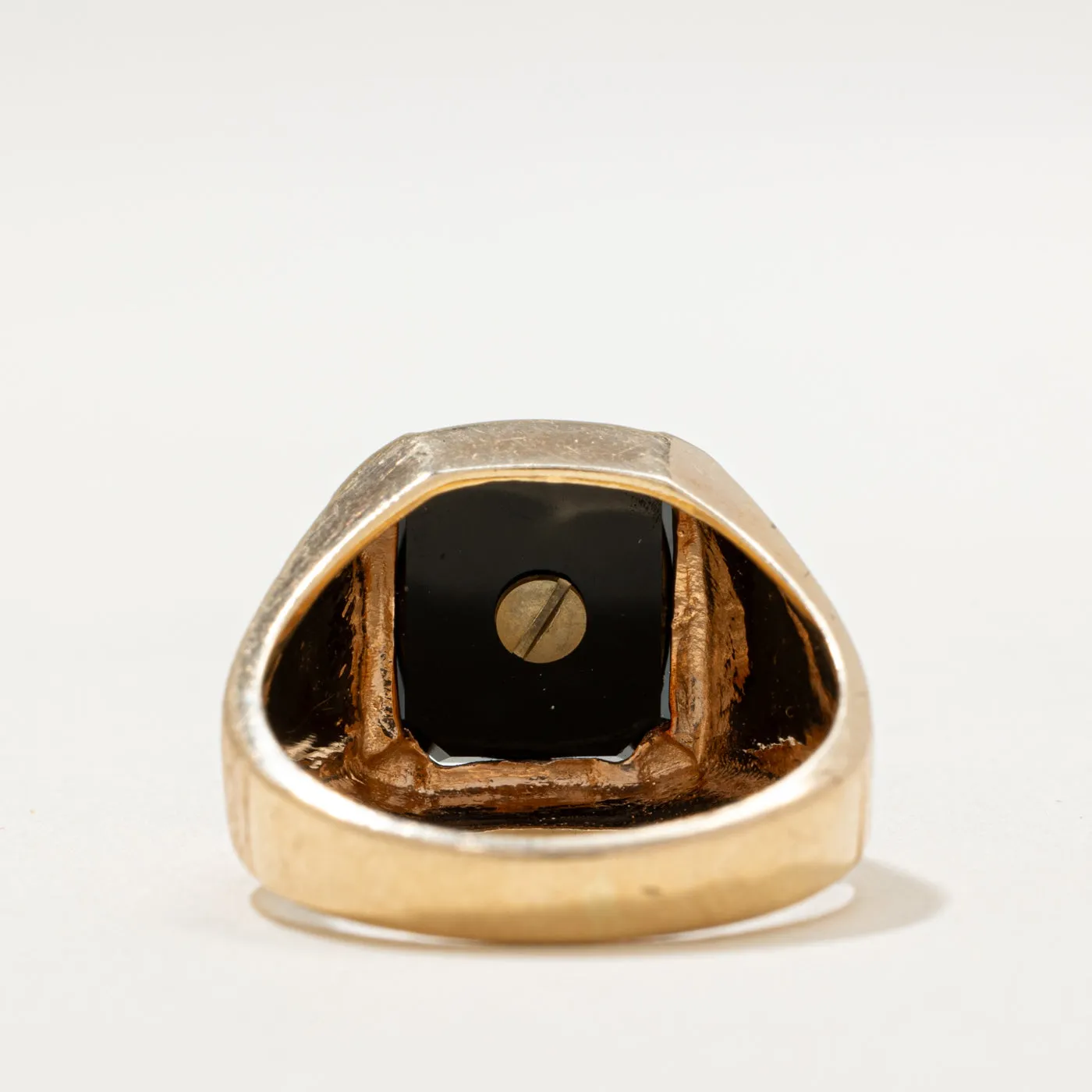 10K Onyx 'M' Initial Signet Ring | 1.90ct | SZ 8