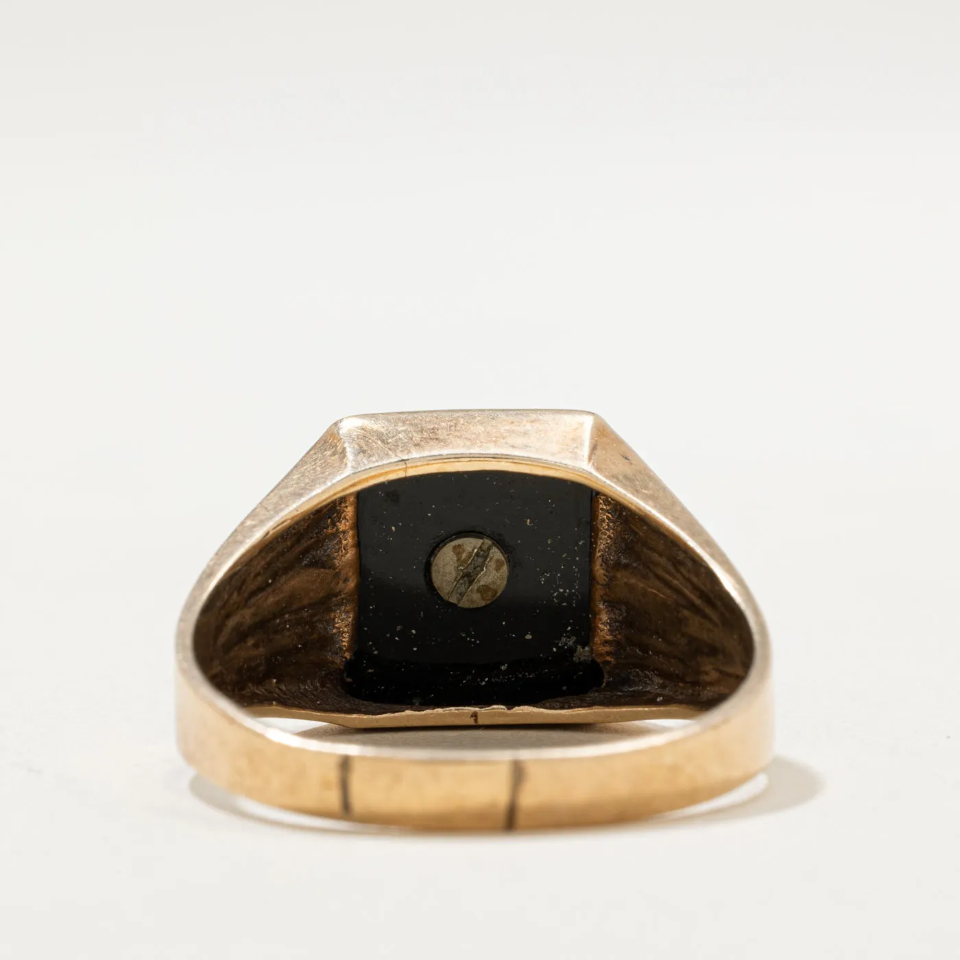 10K Onyx 'P' Initial Signet Ring | 1.70ct | SZ 11.75