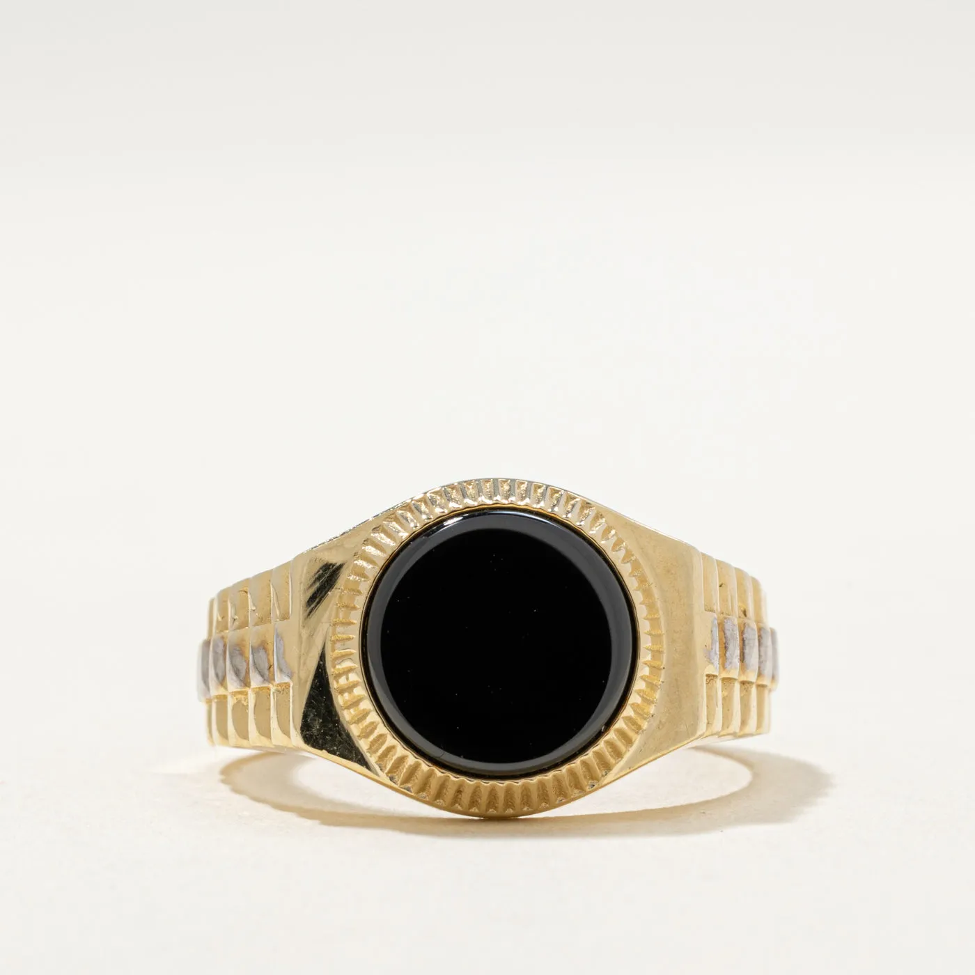 10K Onyx Textured Signet Ring | 1.50ct | SZ 9.5