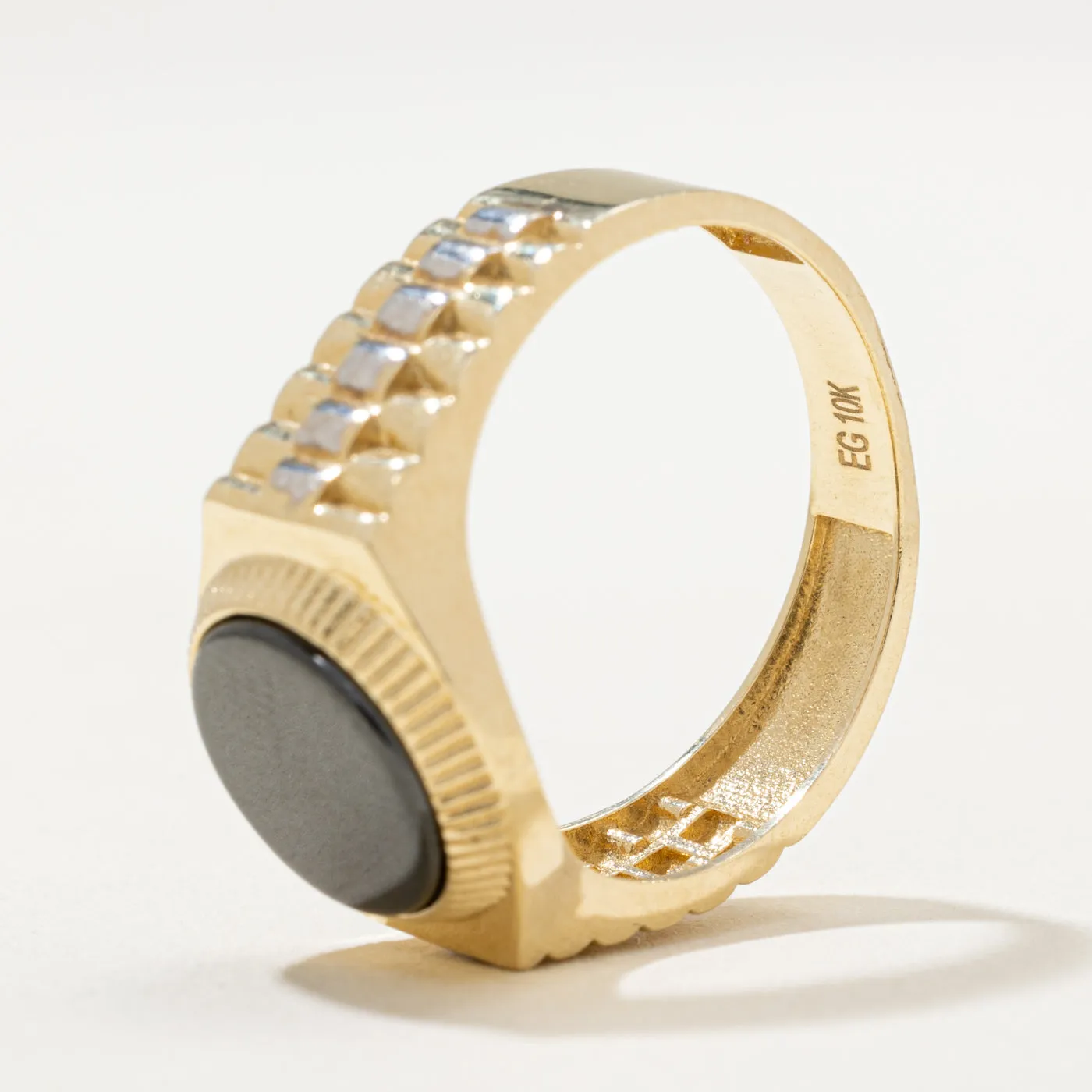 10K Onyx Textured Signet Ring | 1.50ct | SZ 9.5