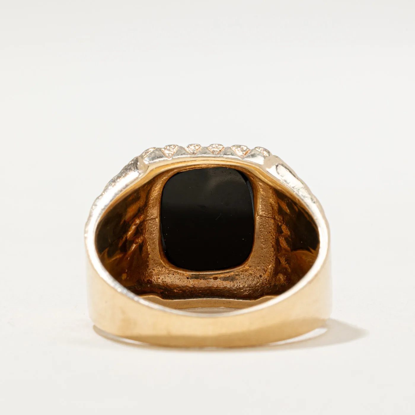 10K Onyx Textured Signet Ring | 2.00ct | SZ 8.5