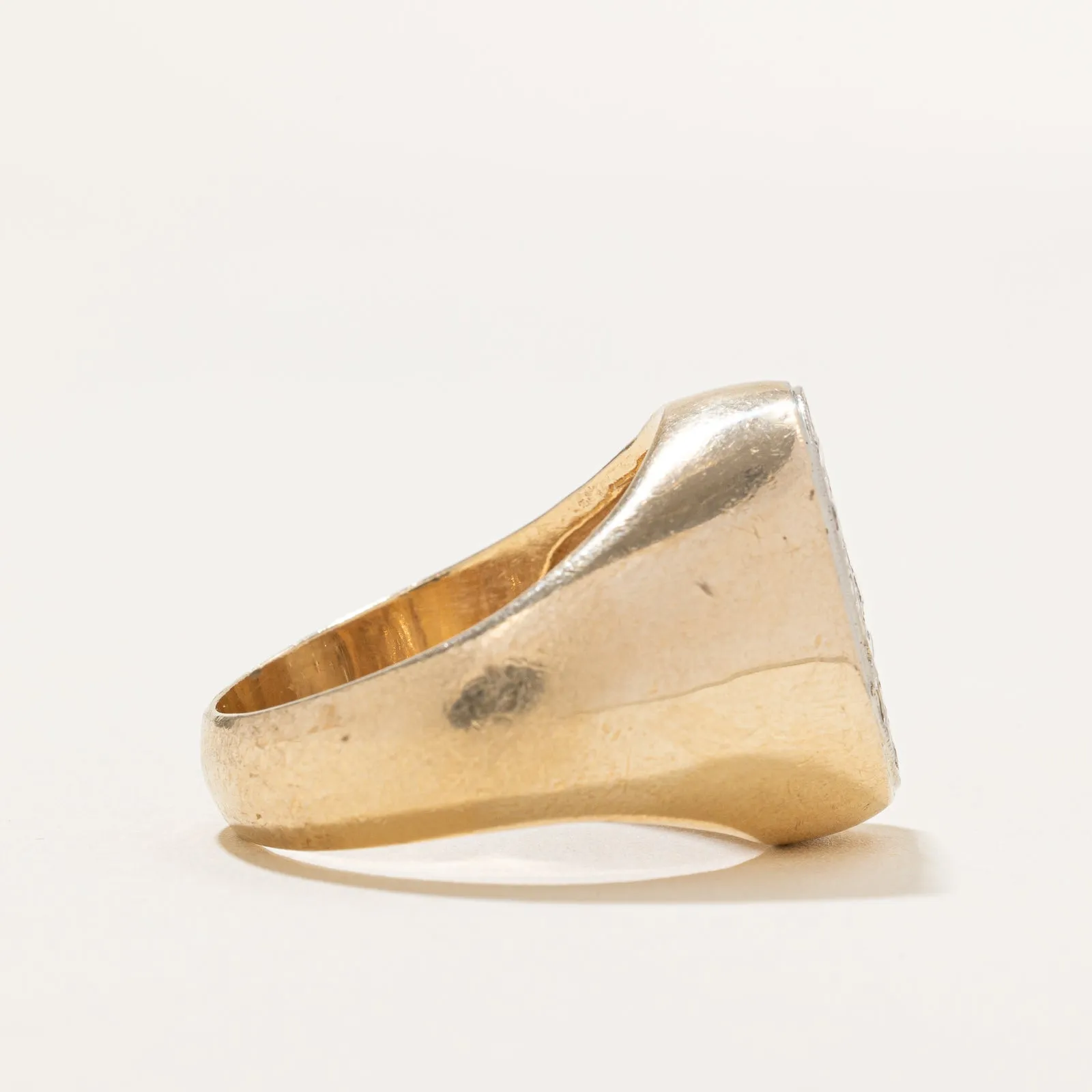 10K Pave Set Diamond Oval Signet Ring | 0.75ctw | SZ 11