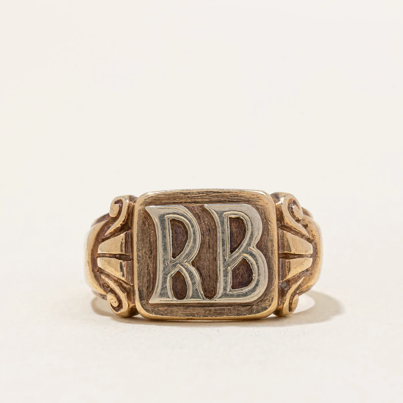 10k Two Tone Gold 'RB' Signet Ring | SZ 9.5 |