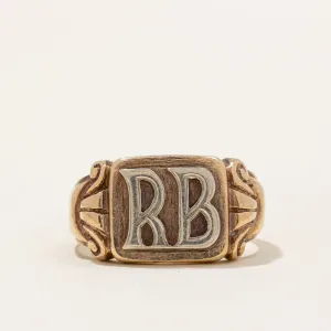 10k Two Tone Gold 'RB' Signet Ring | SZ 9.5 |