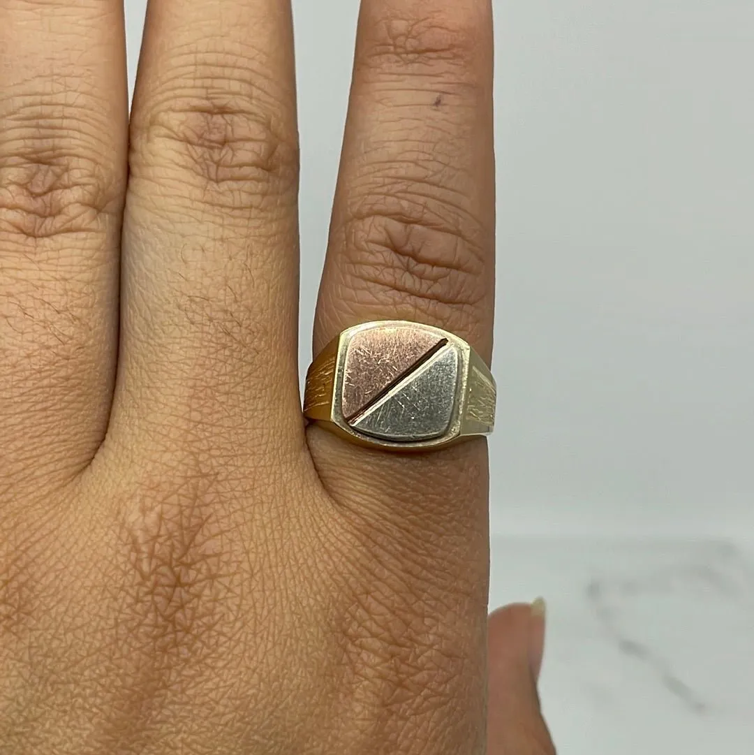 10k Two Tone Signet Ring | SZ 10 |