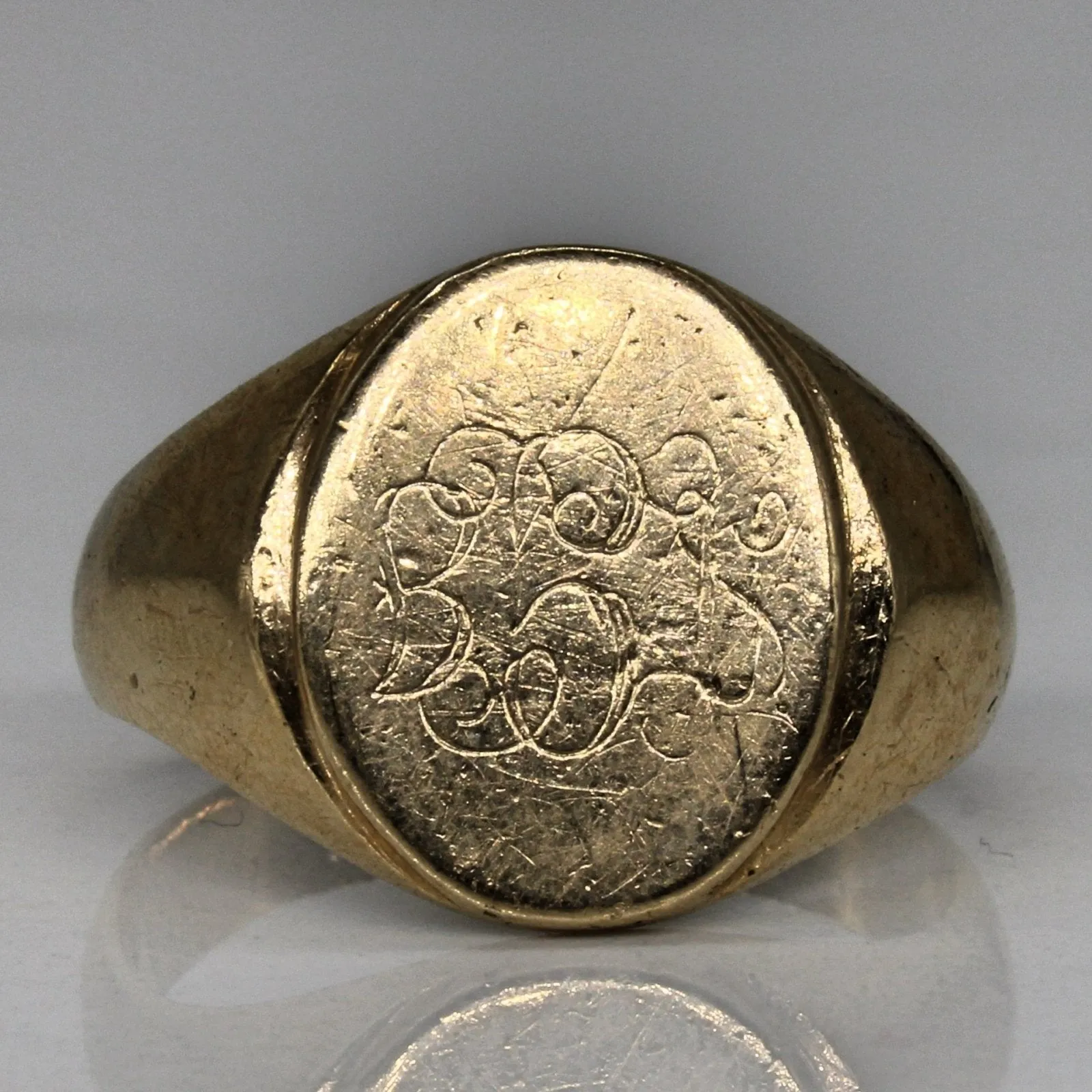10k Yellow Gold 'B.S.U.' Signet Ring | SZ 8.25 |