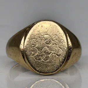 10k Yellow Gold 'B.S.U.' Signet Ring | SZ 8.25 |