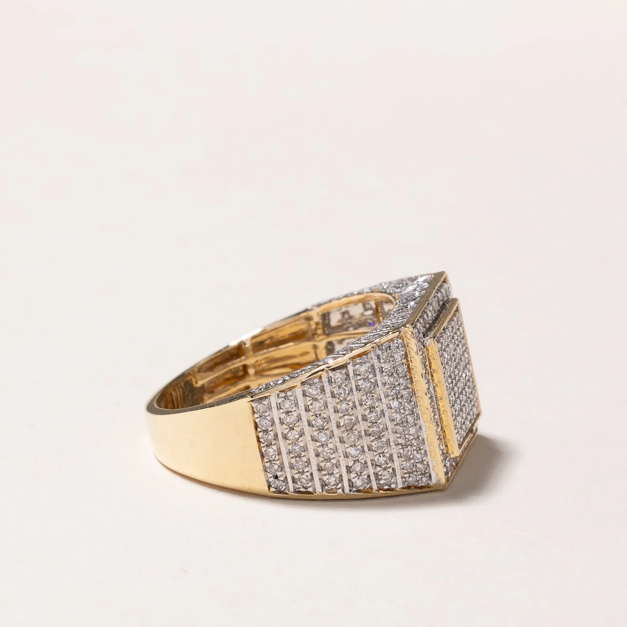 10k Yellow Gold Cluster Diamond Signet Ring | 1.53ctw | SZ 8.75
