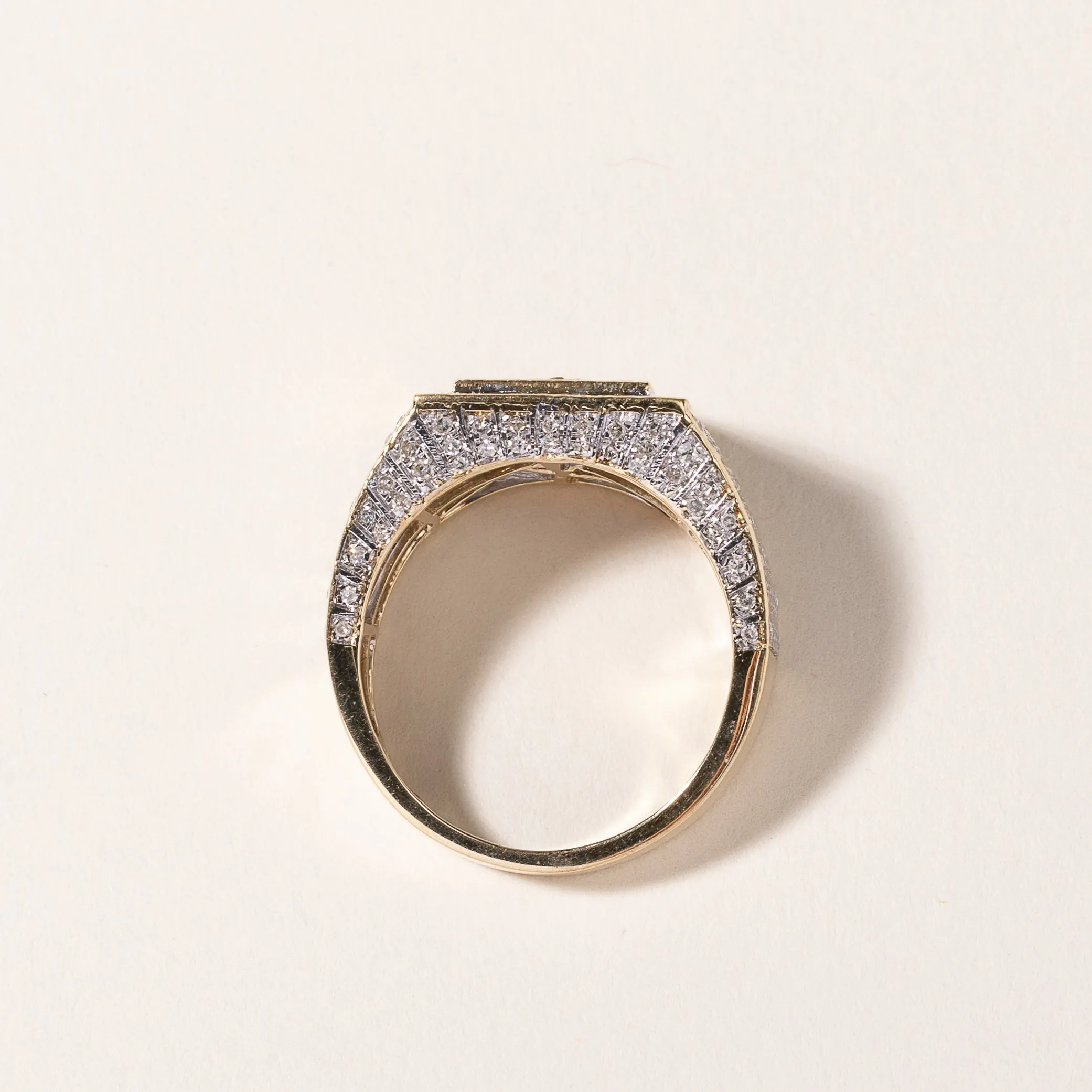 10k Yellow Gold Cluster Diamond Signet Ring | 1.53ctw | SZ 8.75