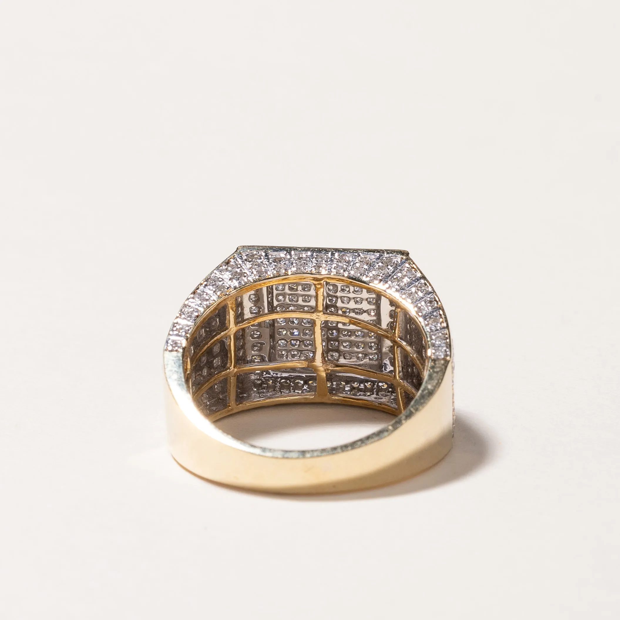 10k Yellow Gold Cluster Diamond Signet Ring | 1.53ctw | SZ 8.75