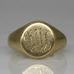 10k Yellow Gold Initial Signet Ring | SZ 10.25 |