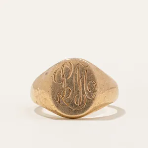 10k Yellow Gold 'LM' Signet Ring | SZ 8.75 |