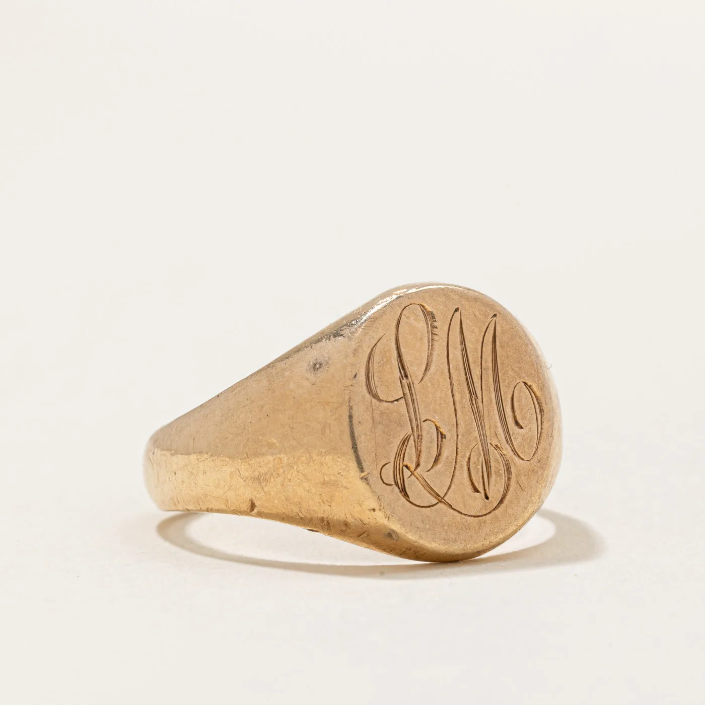 10k Yellow Gold 'LM' Signet Ring | SZ 8.75 |