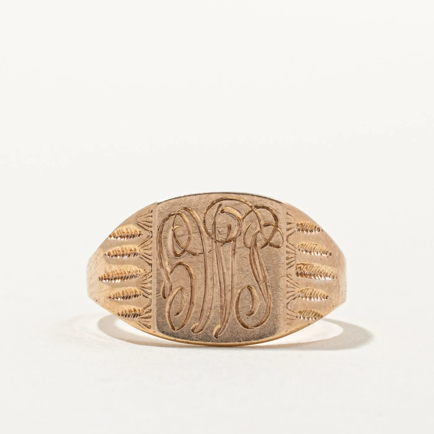 10k Yellow Gold 'LMG' Initial Signet Ring | SZ 5.5 |