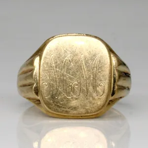 10k Yellow Gold 'M.M' Signet Ring | SZ 10.25 |