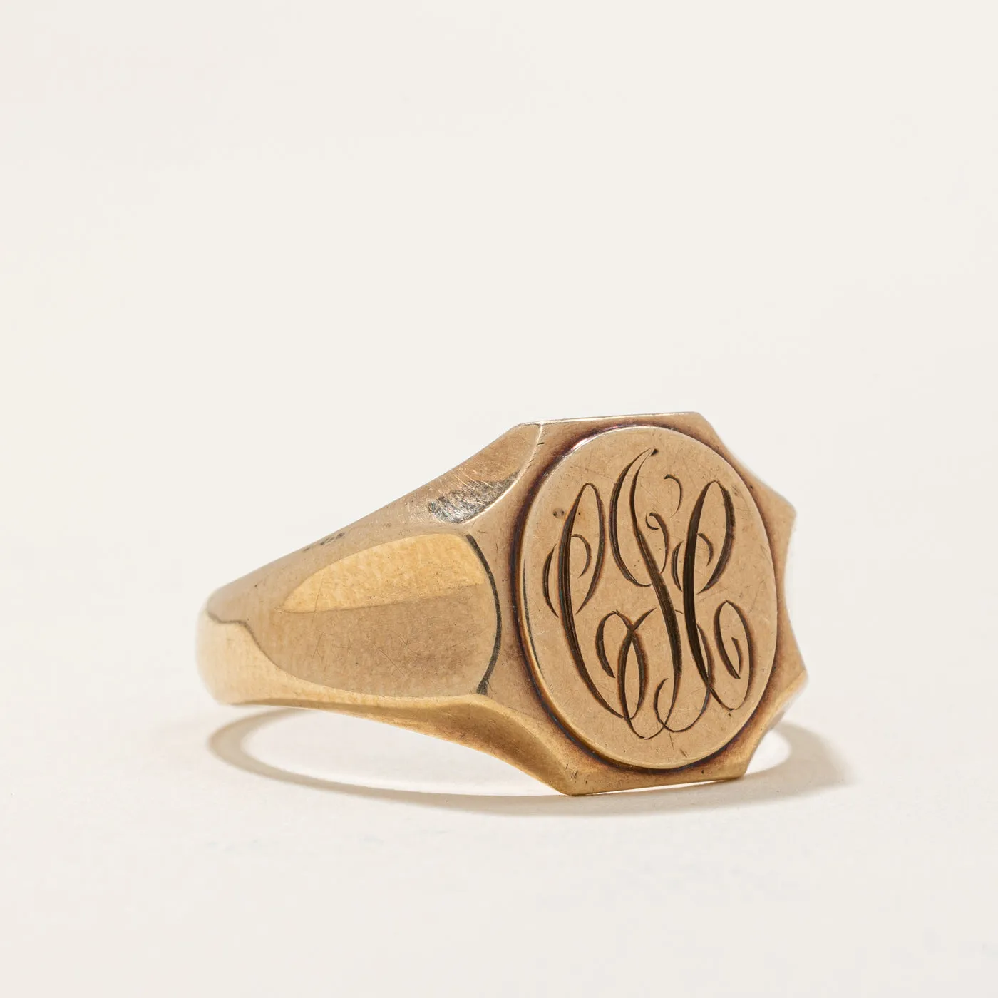 10k Yellow Gold "CJC" Signet Ring | SZ 11.5 |