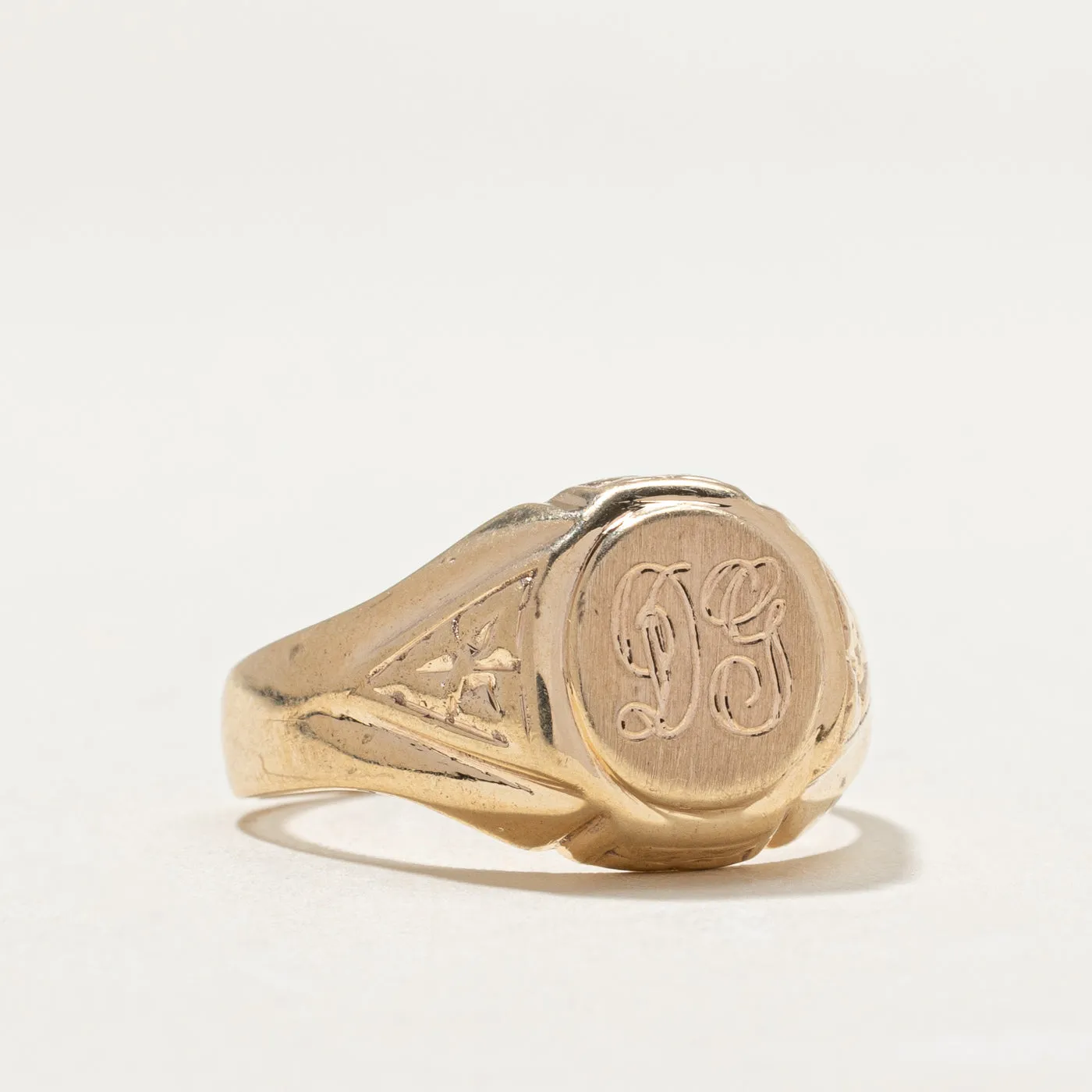 10K Yellow Gold "DG" Initital Signet Ring | SZ 9.25