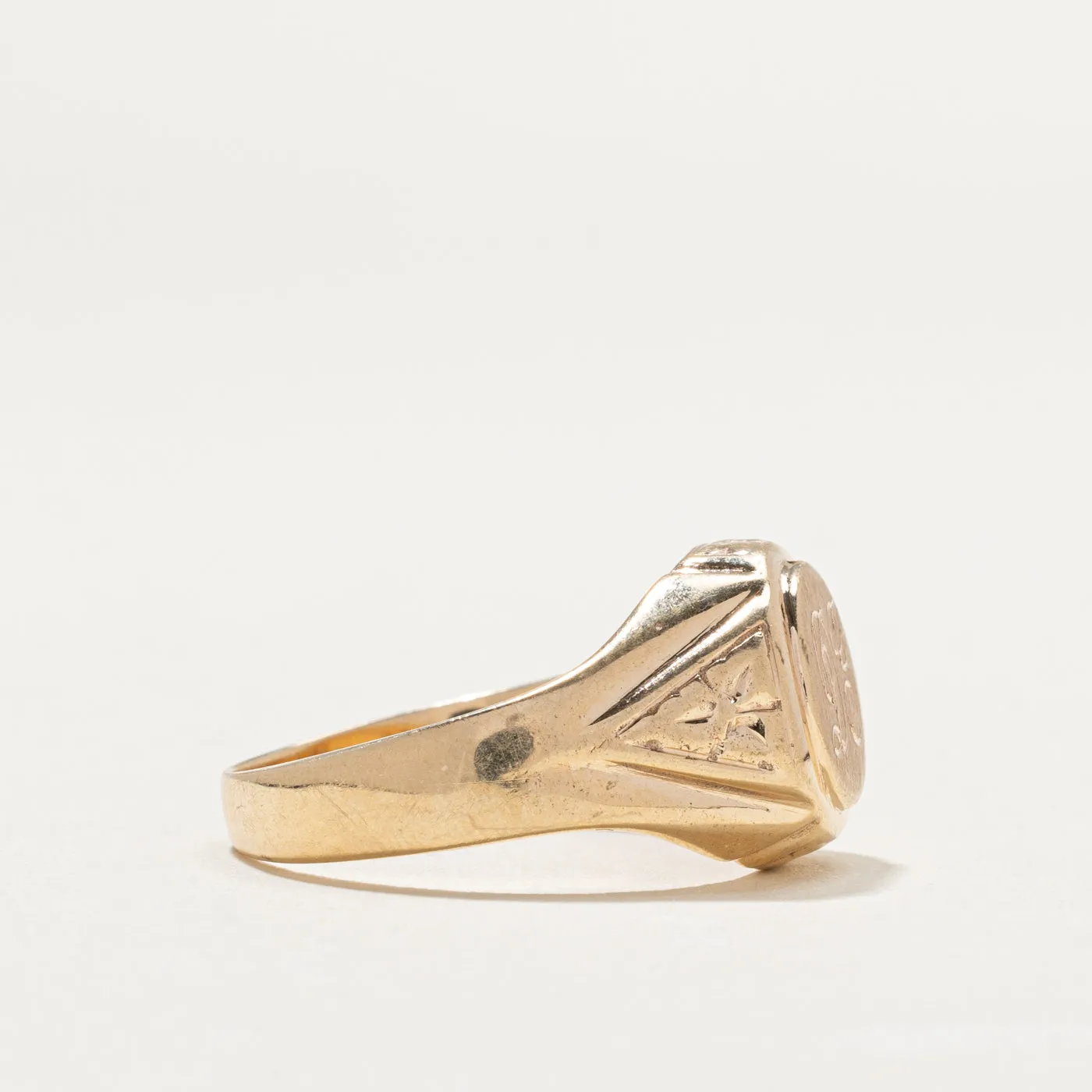 10K Yellow Gold "DG" Initital Signet Ring | SZ 9.25