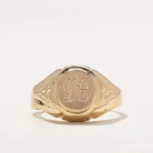 10K Yellow Gold "DG" Initital Signet Ring | SZ 9.25