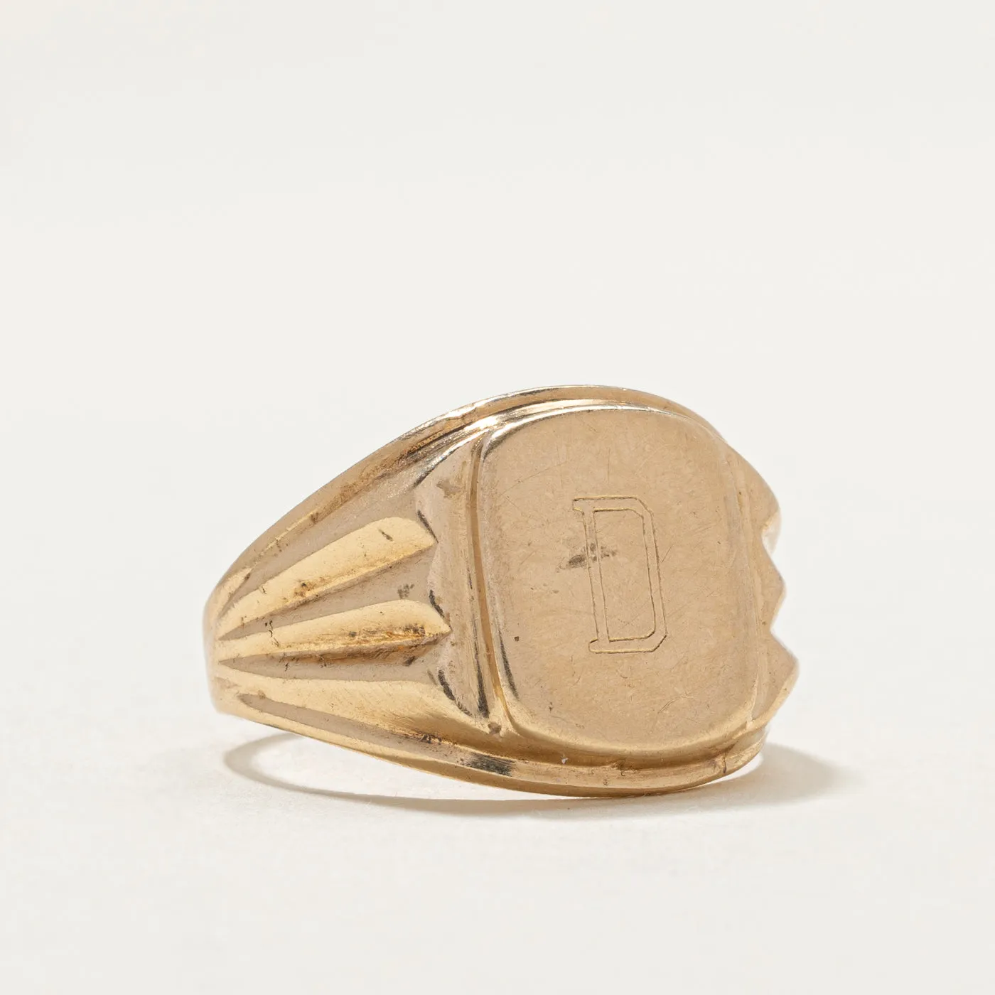 10K Yellow Gold "D" Initial Signet Ring | SZ 7.25