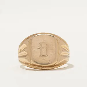 10K Yellow Gold "D" Initial Signet Ring | SZ 7.25