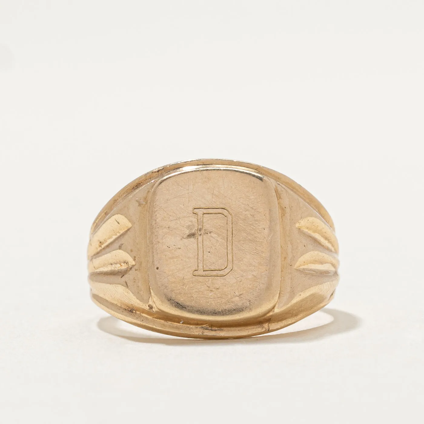 10K Yellow Gold "D" Initial Signet Ring | SZ 7.25