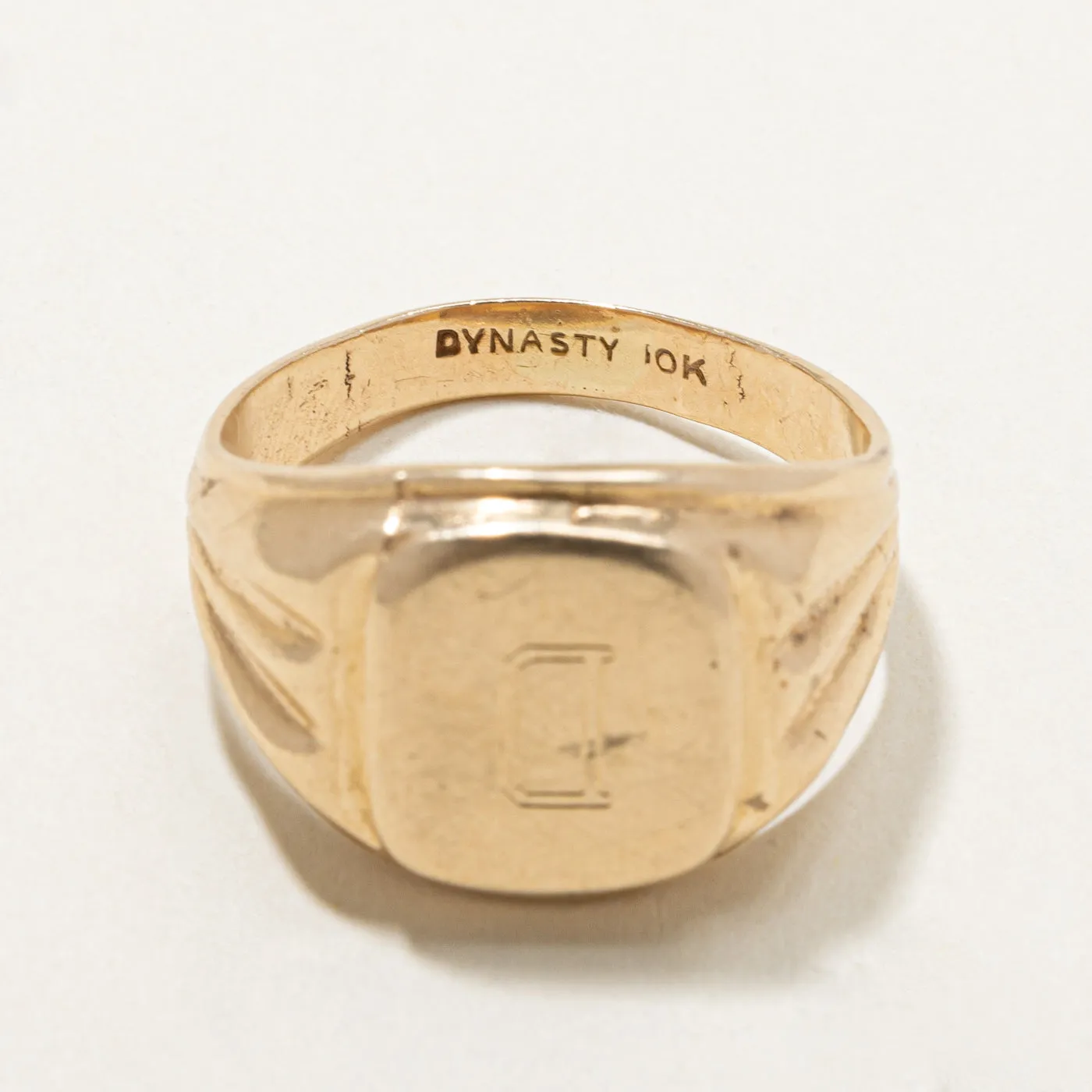 10K Yellow Gold "D" Initial Signet Ring | SZ 7.25