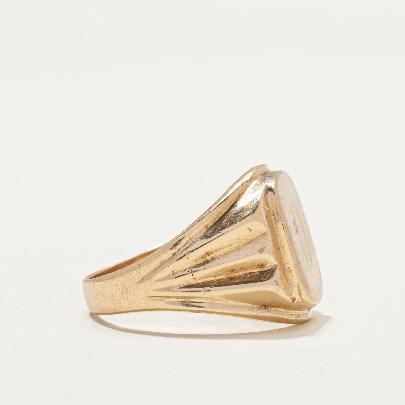 10K Yellow Gold "D" Initial Signet Ring | SZ 7.25