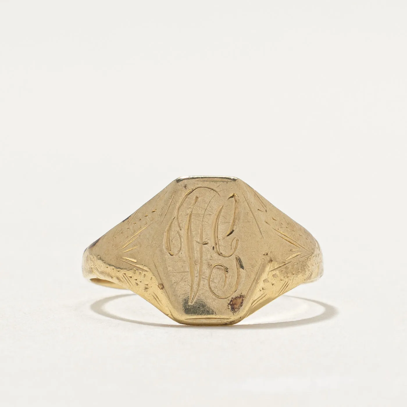 10K Yellow Gold "VG" Initial Signet Ring | SZ 5.5