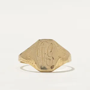 10K Yellow Gold "VG" Initial Signet Ring | SZ 5.5