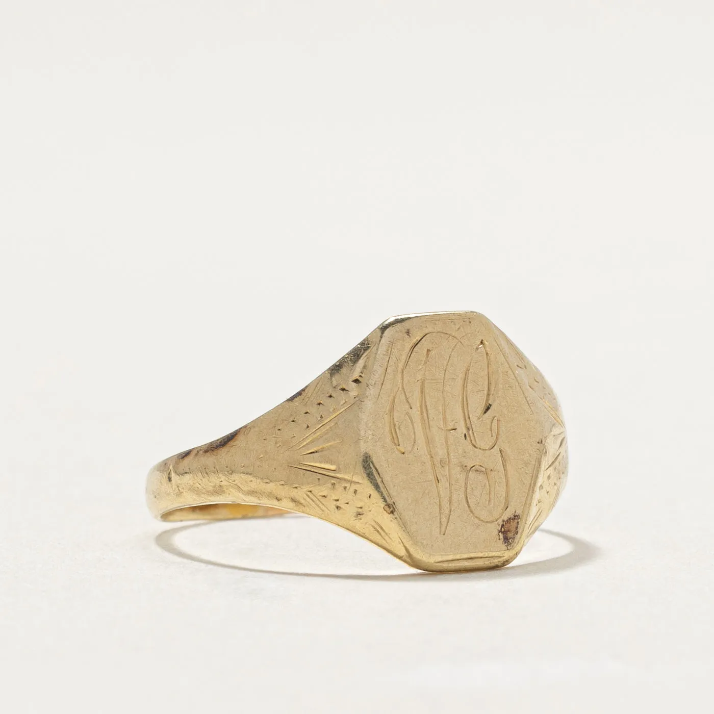 10K Yellow Gold "VG" Initial Signet Ring | SZ 5.5