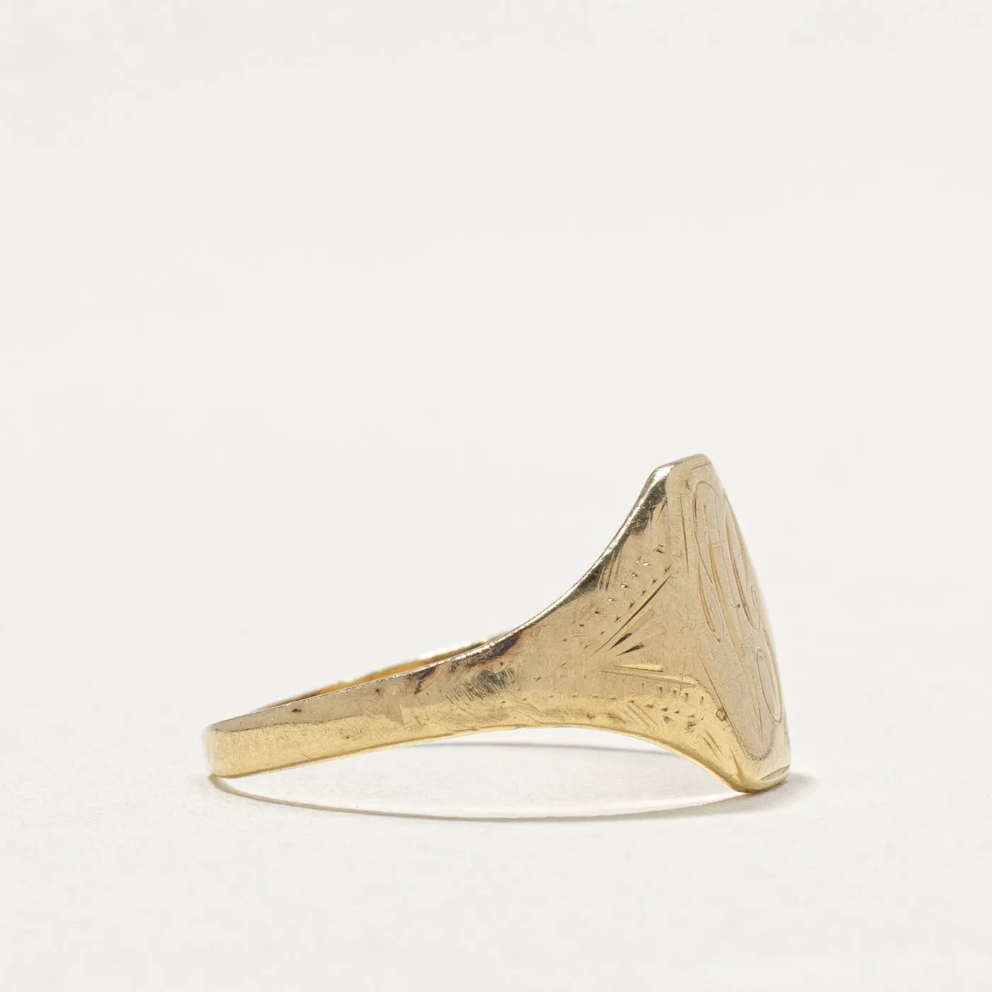 10K Yellow Gold "VG" Initial Signet Ring | SZ 5.5