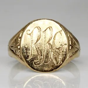 10k Yellow Gold 'R.B.G.' Signet Ring | SZ 8 |