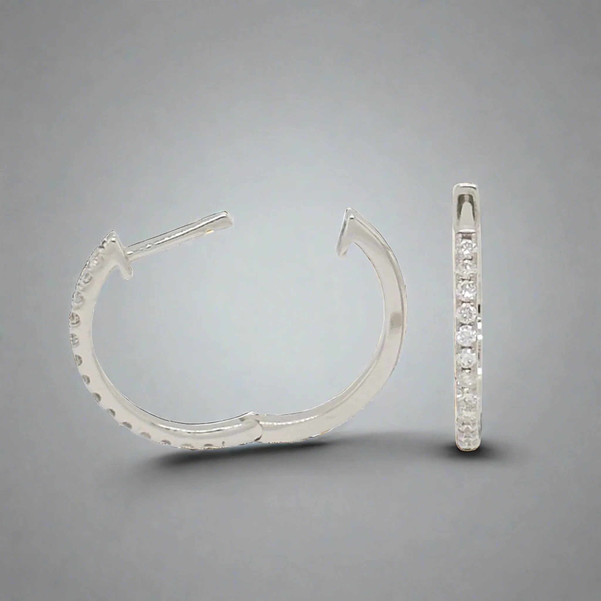 14K W Gold 0.30ctw H/SI2 Diamond Hoop Earrings
