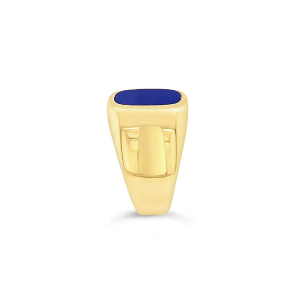 18CT YELLOW GOLD LAPIS LAZULI GENTS SIGNET RING - POLISHED SURFACE