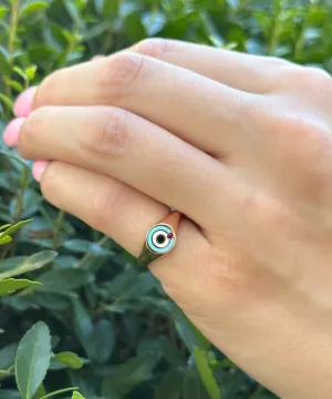 18k Enamel Ruby Signet Ring Bullseye Rose Gold Size 4 NWOT Multicolor RG4328