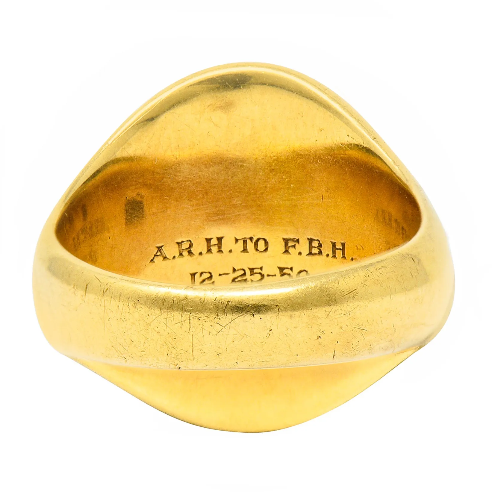 1940's Retro 14 Karat Yellow Gold Unisex Lion Shield Signet Heraldry Ring