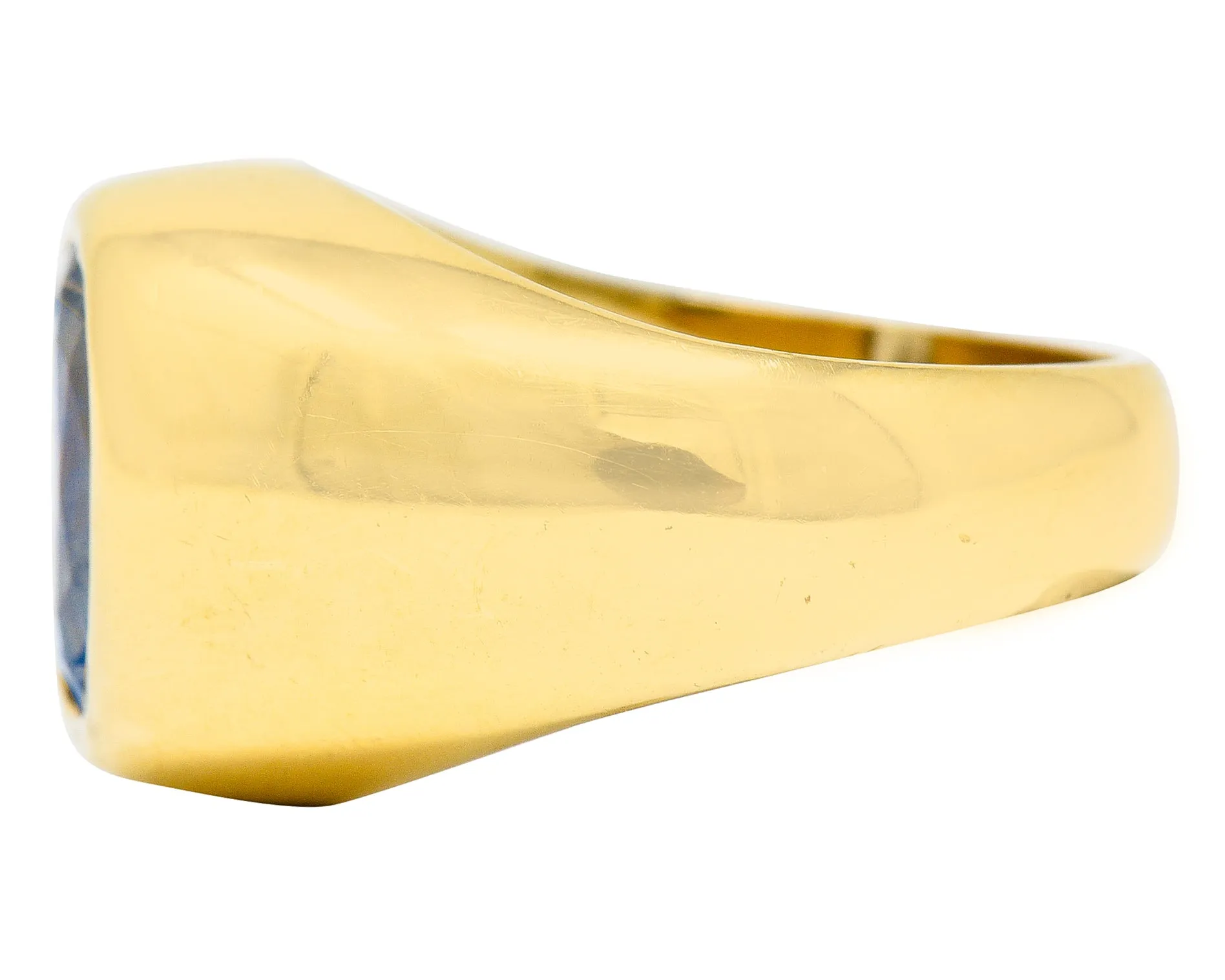 1940's Retro 3.40 CTW Ceylon Sapphire 14 Karat Gold Unisex Signet Ring