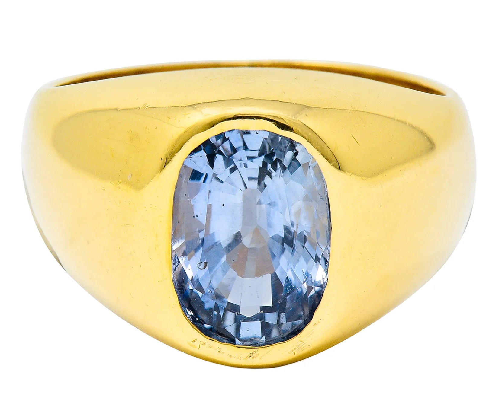 1940's Retro 3.40 CTW Ceylon Sapphire 14 Karat Gold Unisex Signet Ring